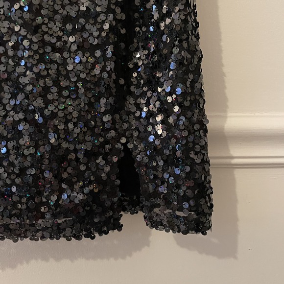 NEW Wild Fable Sequin Lace Up Back Bodycon Mini Dress Black Size M Club Cocktail - Picture 5 of 10